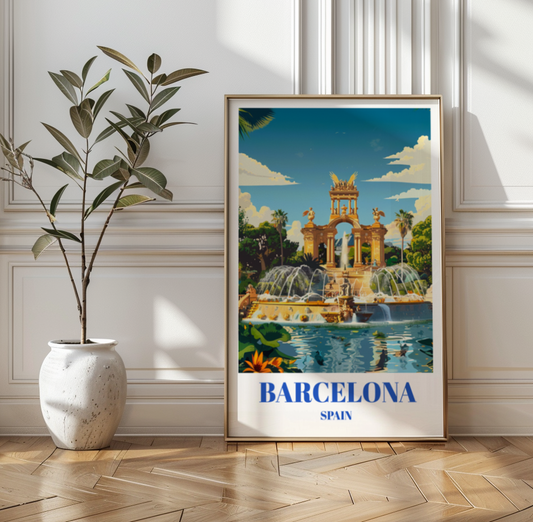 Stunning Parc de la Ciutadella Travel Poster - Barcelona Spain City Park Print Wall Art