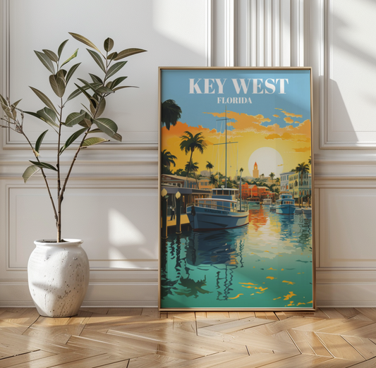 Key West Travel Print Wall Art, Key West Wall Travel Poster