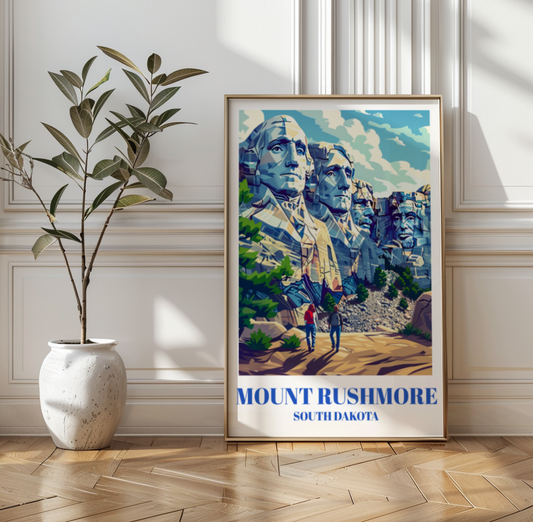 Mount Rushmore South Dakota Travel Poster, Vintage Art Print