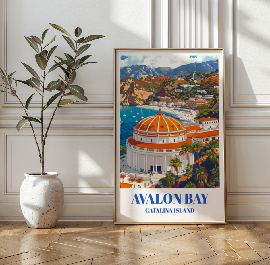 Stunning Avalon Bay, Catalina Island Travel Poster, Art Print of Catalina Island