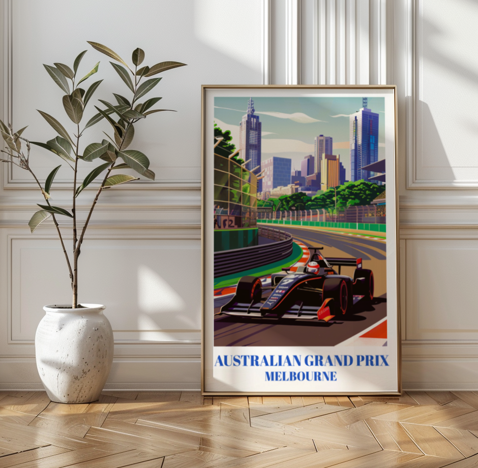 Australian Grand Prix Melbourne Travel Poster, Formula 1 Wall Art Print