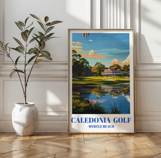 Myrtle Beach South Carolina Golf Course Travel Poster, Coastal Wall Art Decor Print