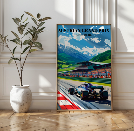 Austrian Grand Prix Spielberg Travel Poster, Formula 1 Racing Circuit Art Print