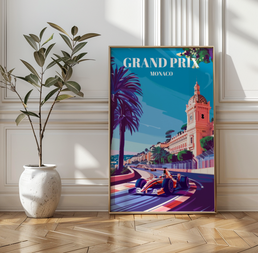 Exciting Grand Prix Monaco Travel Poster, Iconic Formula 1 Racing Art Print