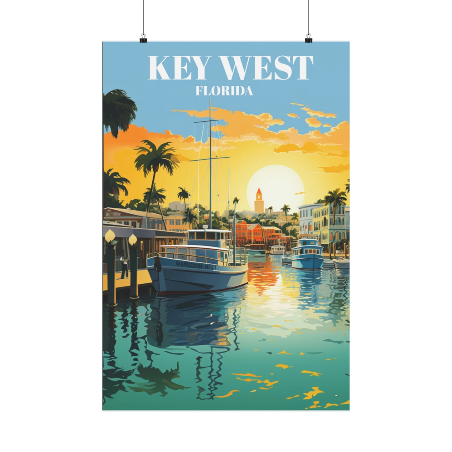 Key West Travel Print Wall Art, Key West Wall Travel Poster