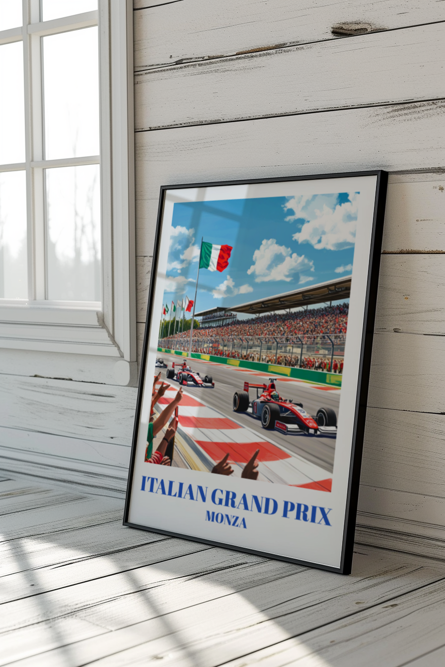 Monza Italian Grand Prix Travel Poster, Formula 1 Racing Wall Art
