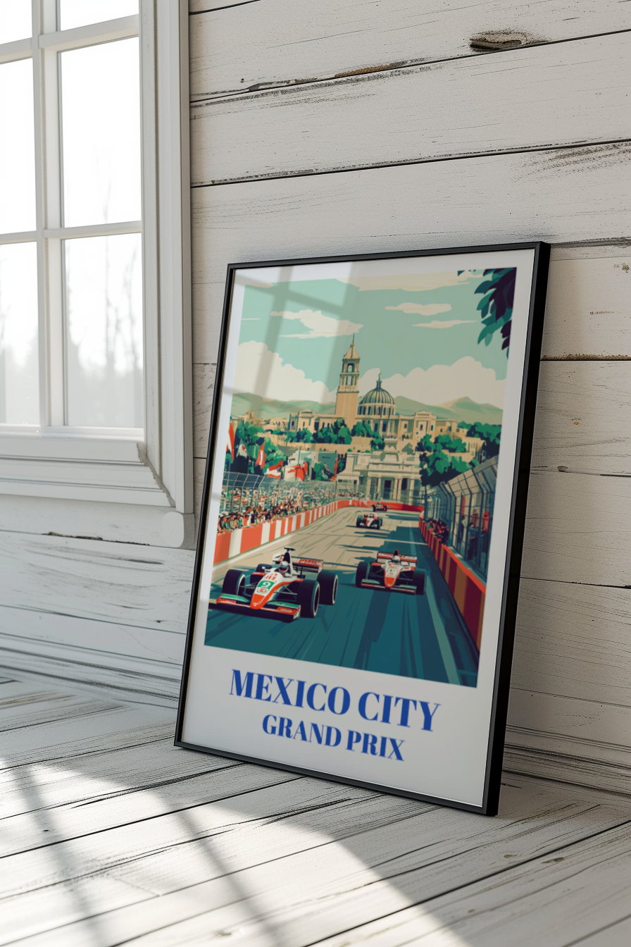 Mexico City Grand Prix Travel Poster, Formula 1 Autódromo Hermanos Rodríguez Racing