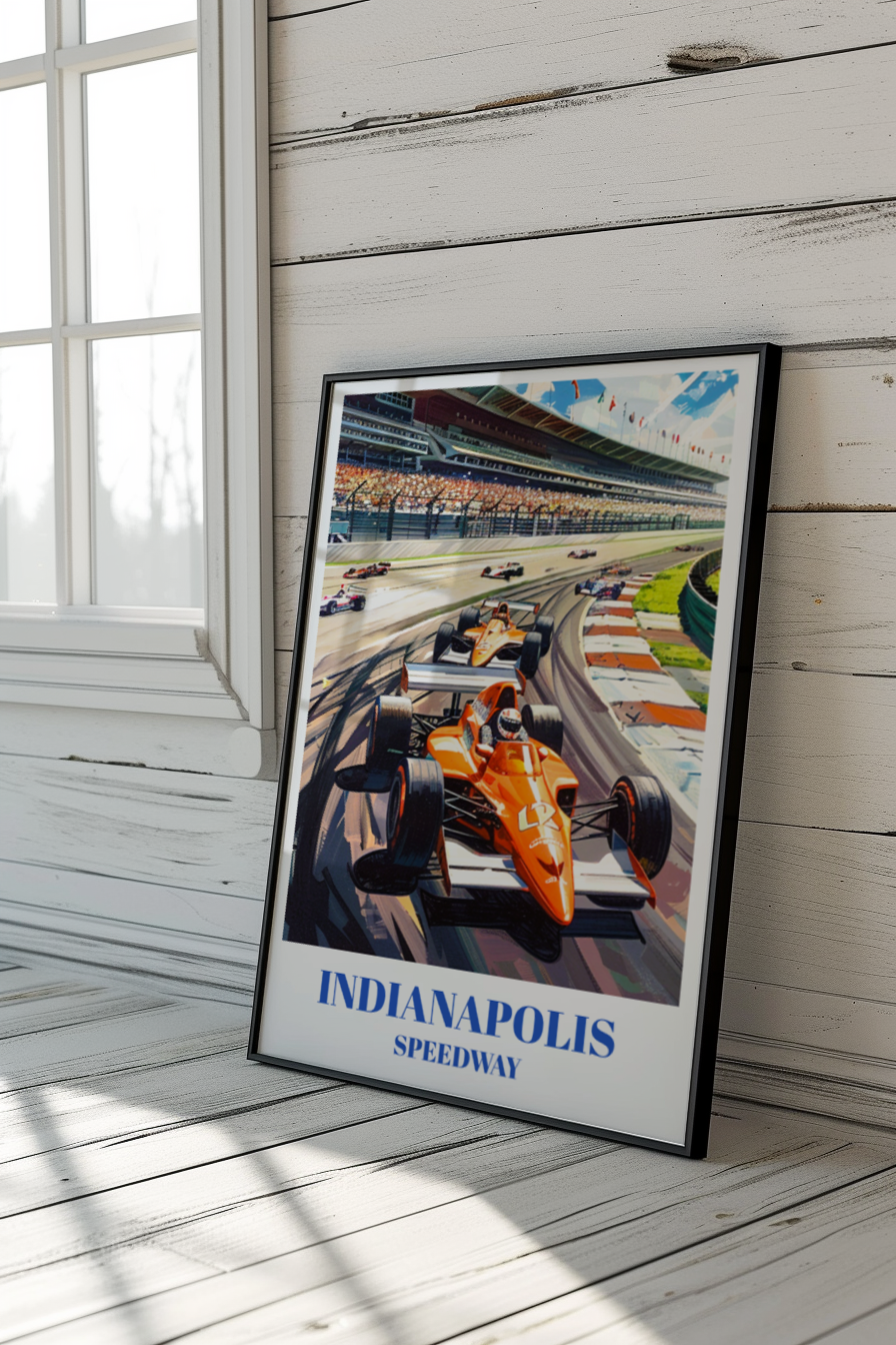 Indianapolis Racetrack Travel Poster. Indy 500 Wall Art, Indianapolis Speedway