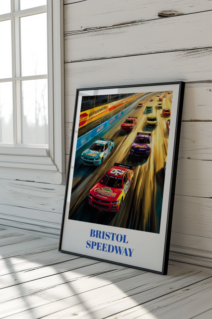 Bristol Motor Speedway Travel Poster, NASCAR Racing Art Print, Bristol, Tennessee Wall Decor,