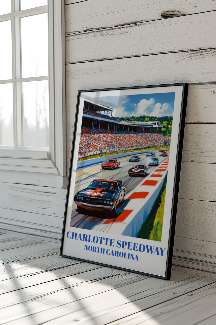 Charlotte Speedway Travel Poster. North Carolina Racing Print,