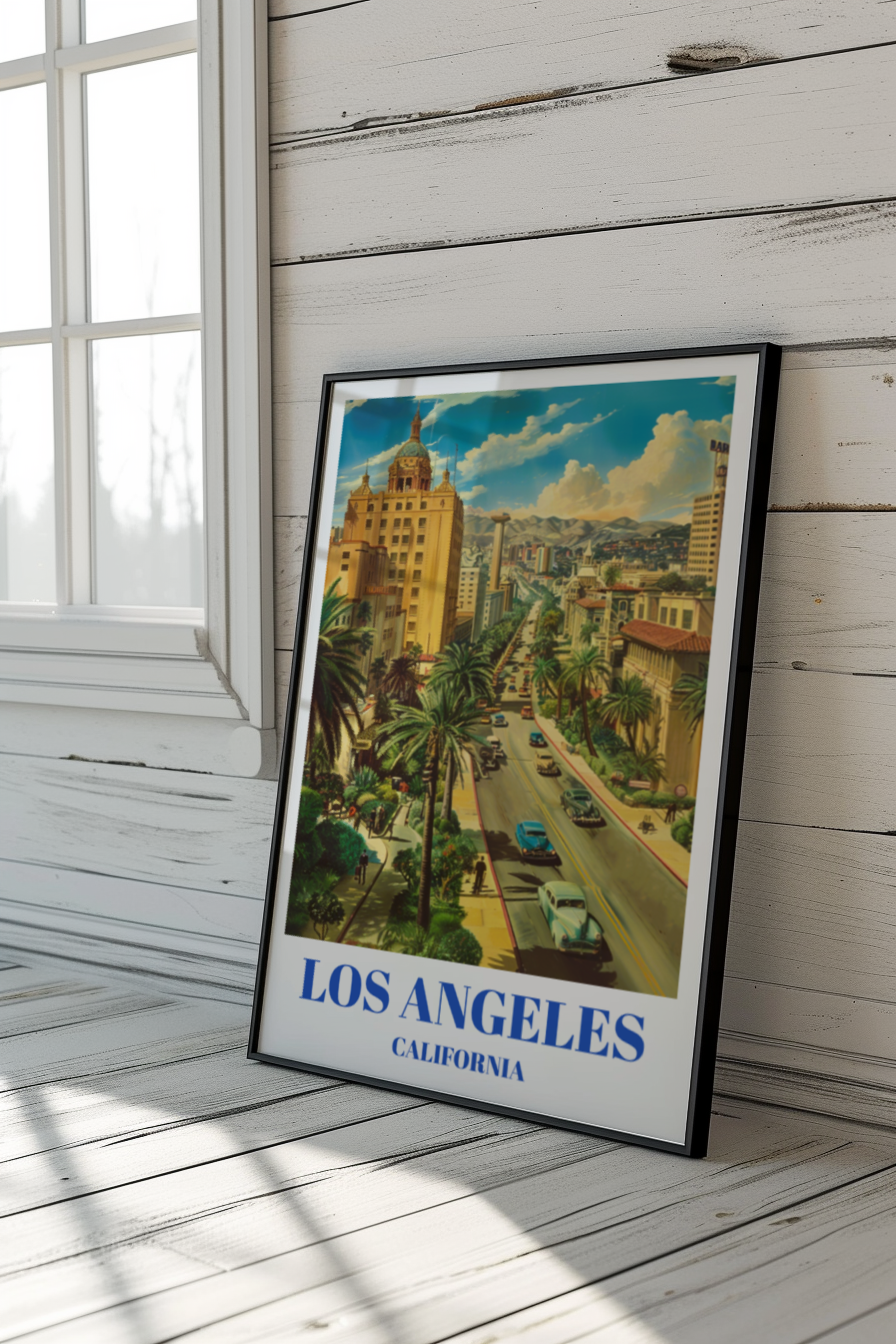 1940s Los Angeles Travel Poster, Retro California Wall Art Print