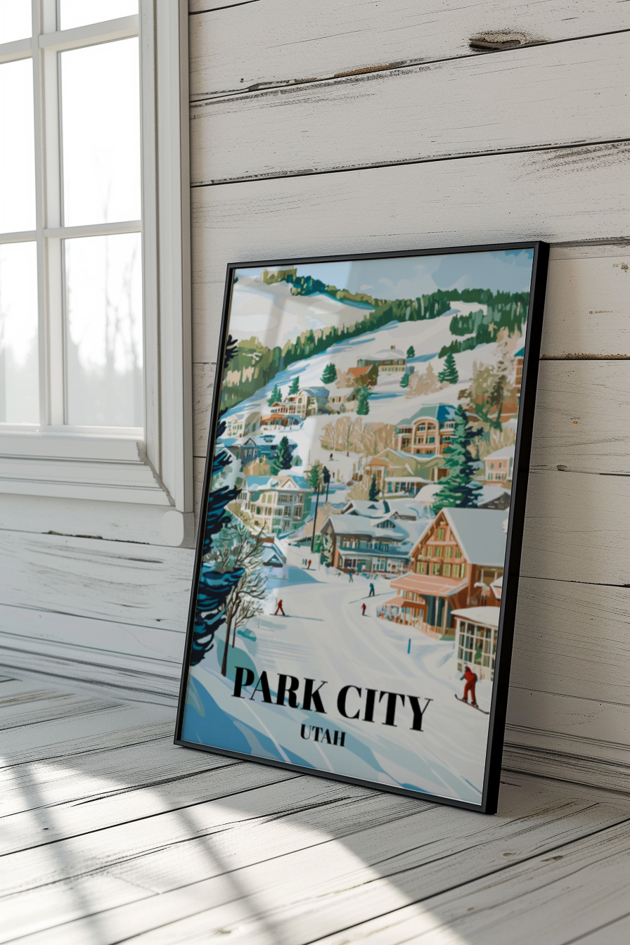 Park City Utah Travel Poster, Ski Resort Wall Art Print