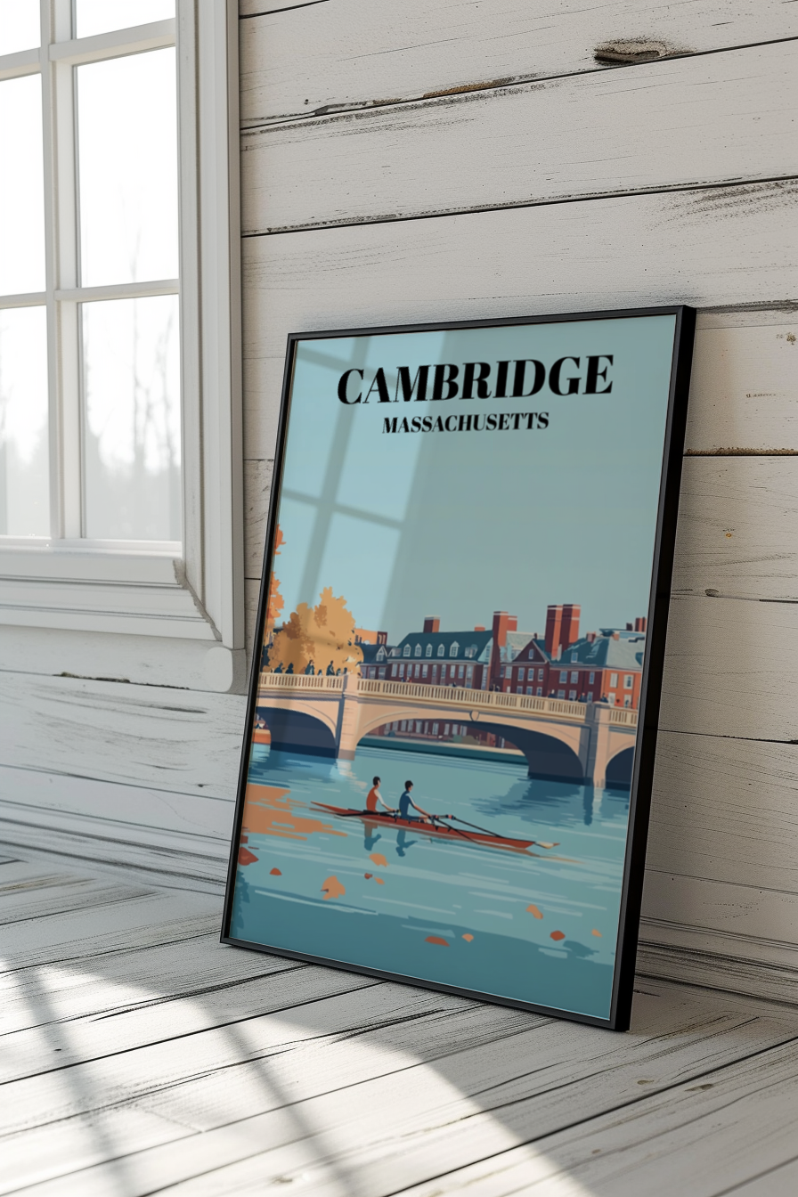 Cambridge Massachusetts Travel Poster, Harvard University Wall Art