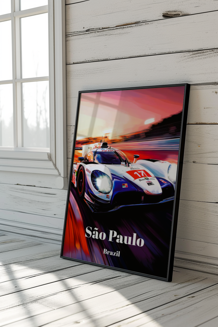 6 Hours of São Paulo Interlagos Circuit Travel Poster, Brazil Motorsport Racing