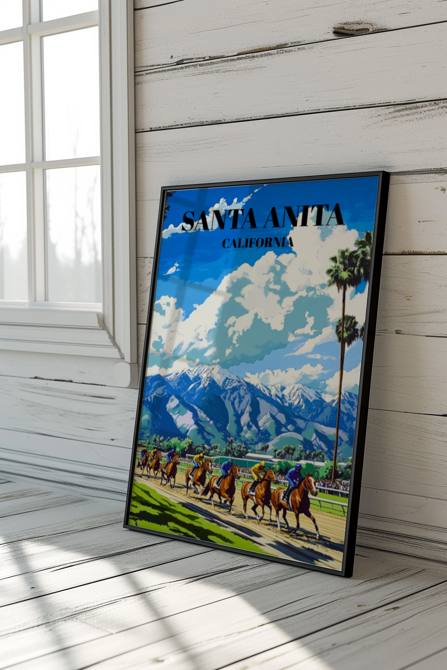 Santa Anita Park Travel Poster - Equestrian Horse Racing Art Print