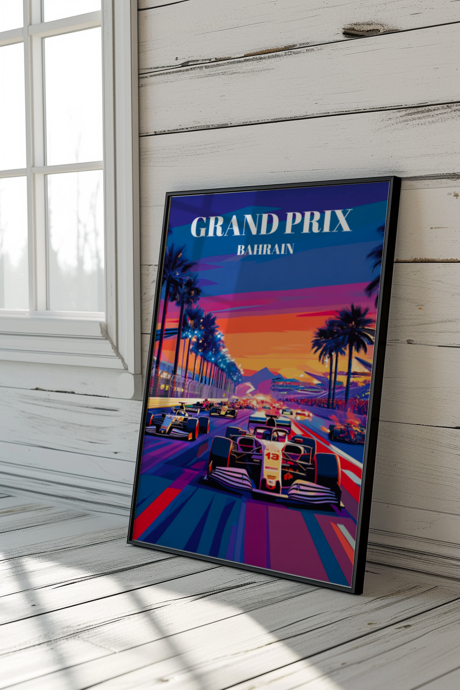 Bahrain Grand Prix Travel Poster, Formula 1 Art Print