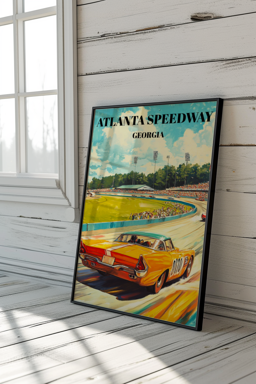 Atlanta Speedway Travel Poster, Racing Art Print, Georgia NASCAR Memorabilia