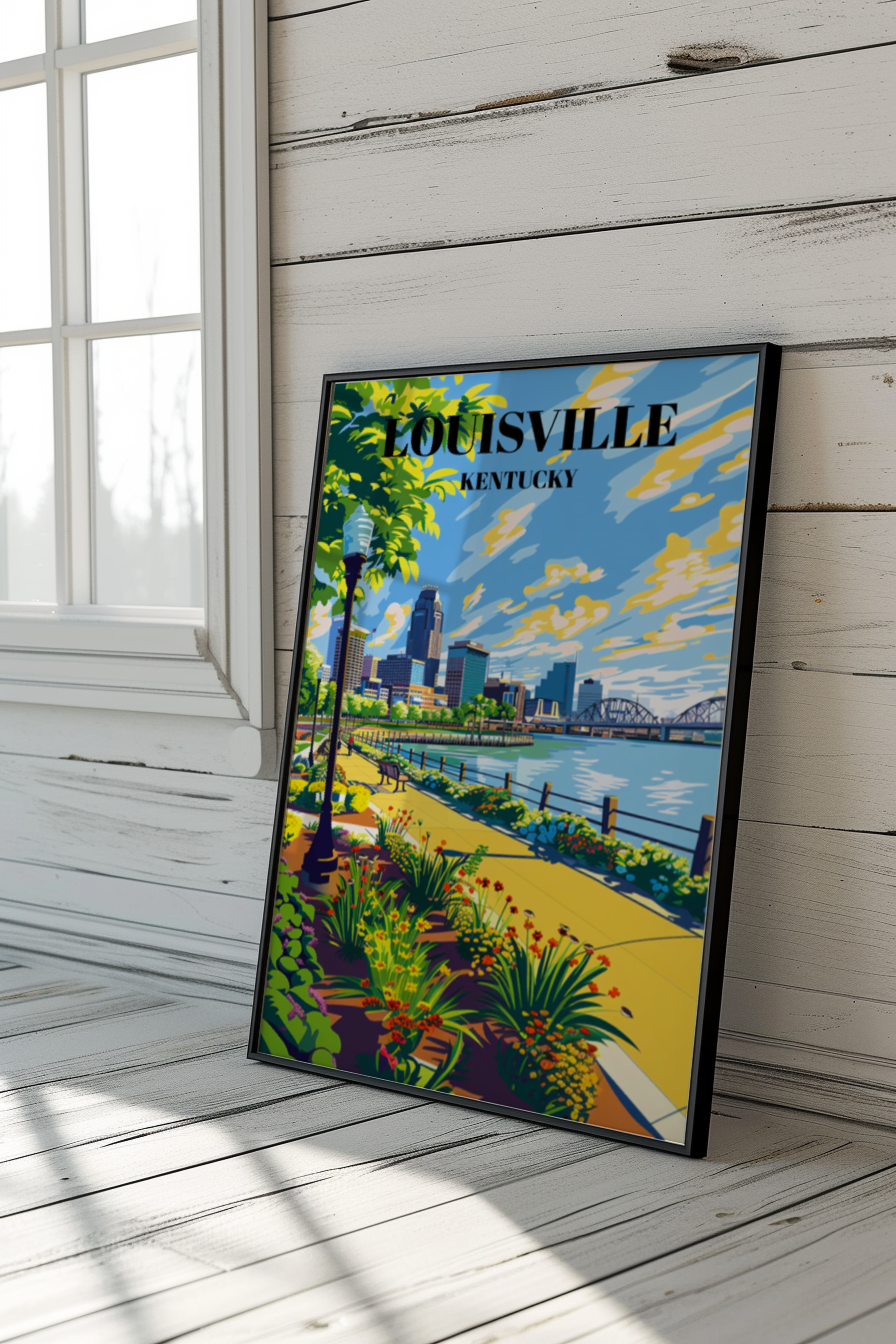 Serene Waterfront Park Louisville Kentucky Travel Poster