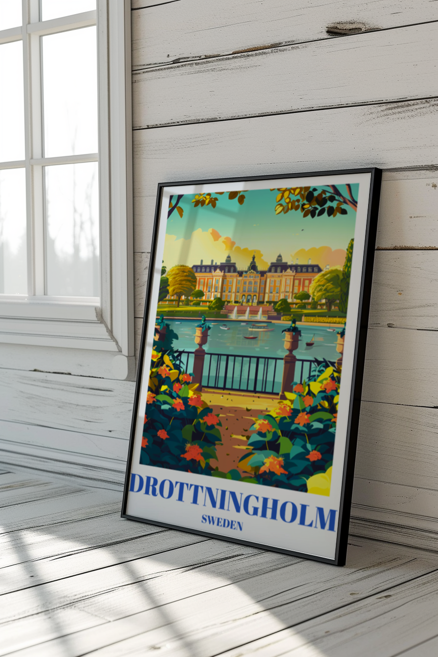 Travel Poster of Drottningholm Palace, Sweden - Historic Royal Residence Art Print