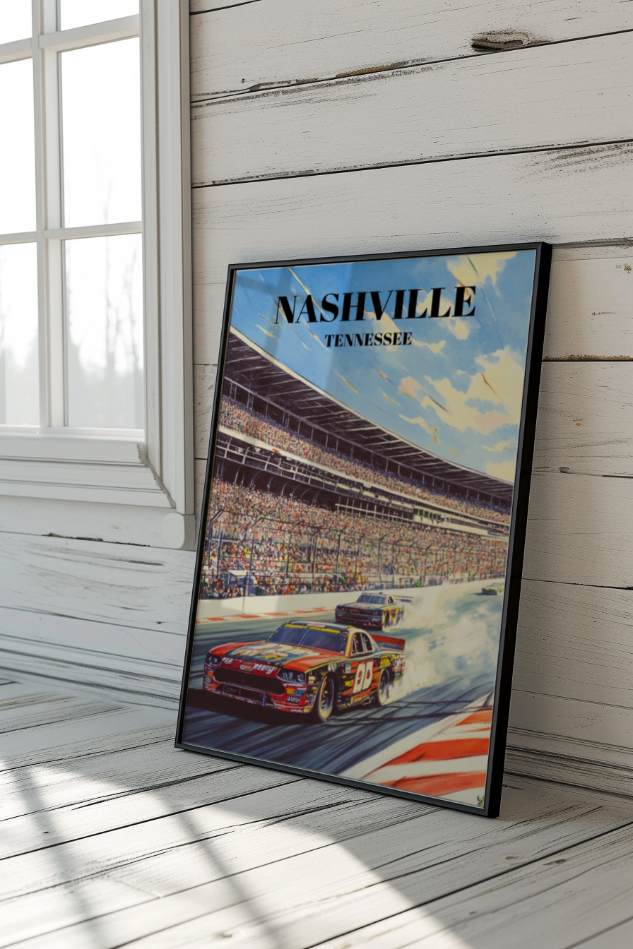 Nashville, Tennessee Superspeedway Travel Poster - Racing Wall Art, Motorsports Decor