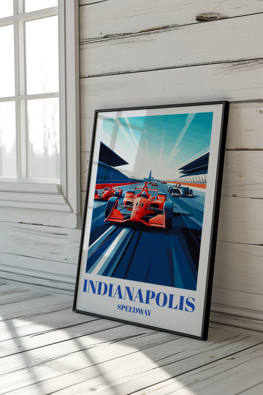 Indianapolis 500 Raceway Travel Poster, Indy Race Track Wall Art