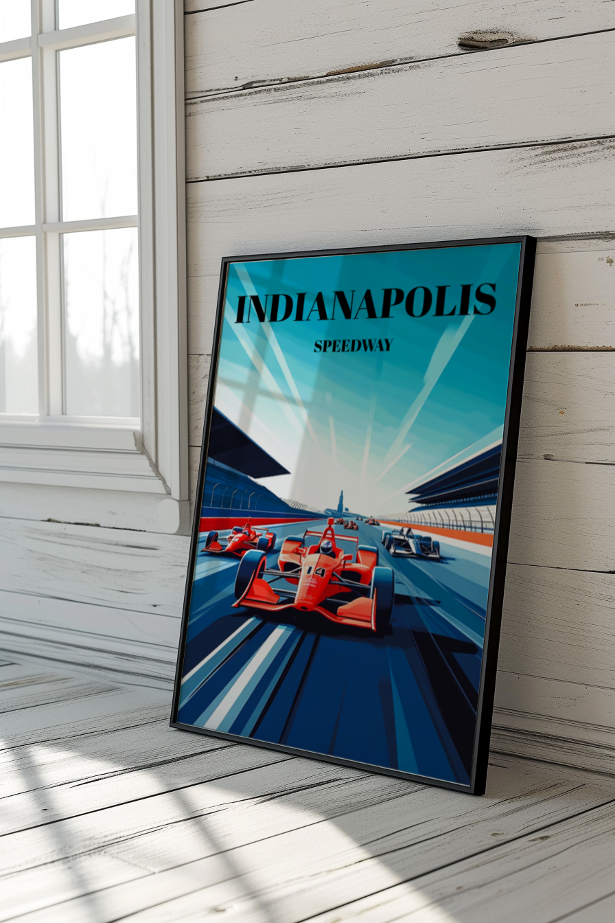 Indy-500 Travel Poster, Indianapolis Motor Raceway Wall Art