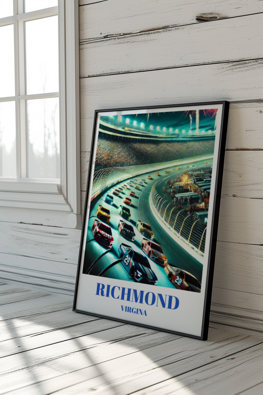 Richmond, Virginia Raceway Travel Poster, Stock Car Race Print