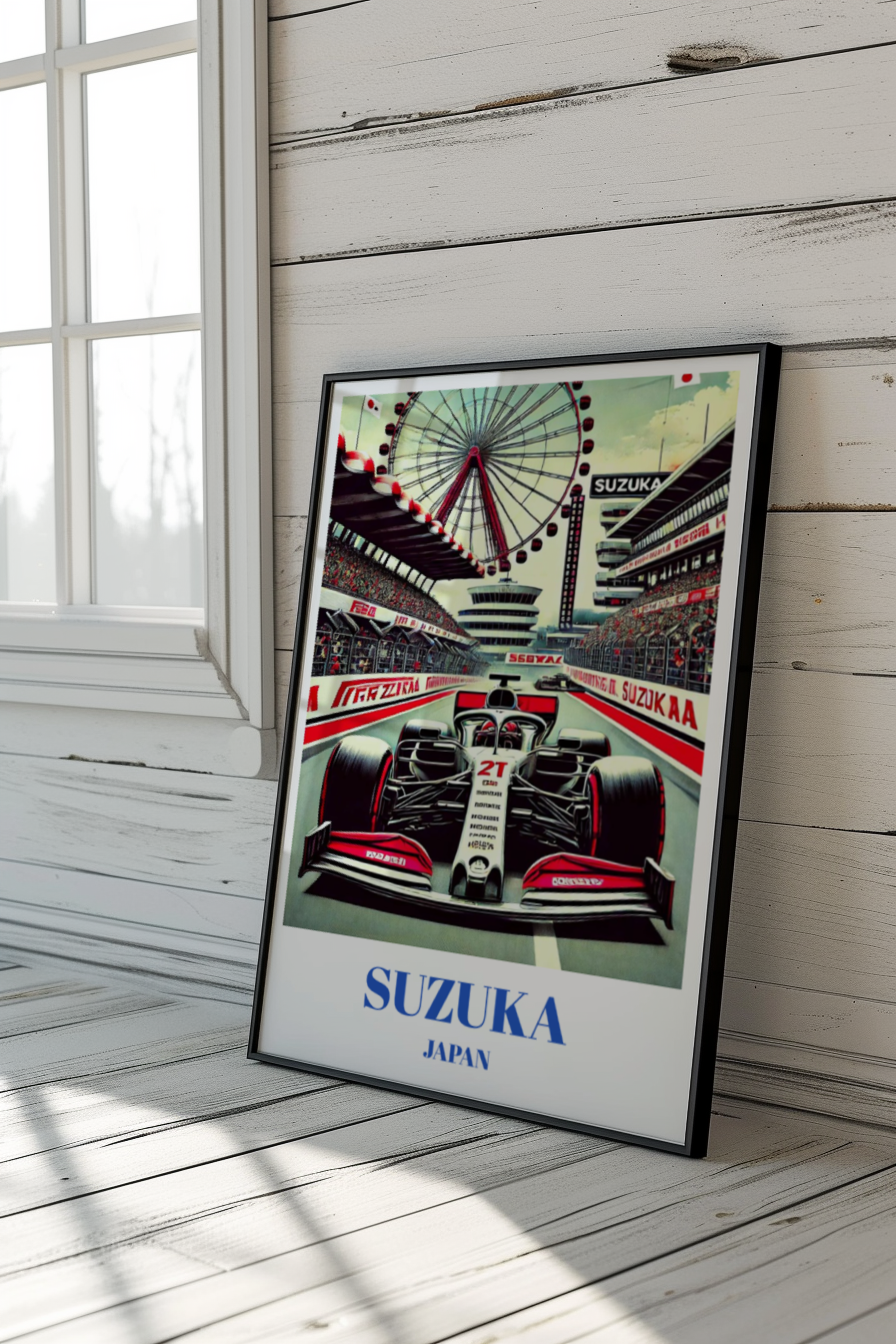Japanese Grand Prix Travel Poster, Suzuka Circuit F1 Wall Art, Racing Decor