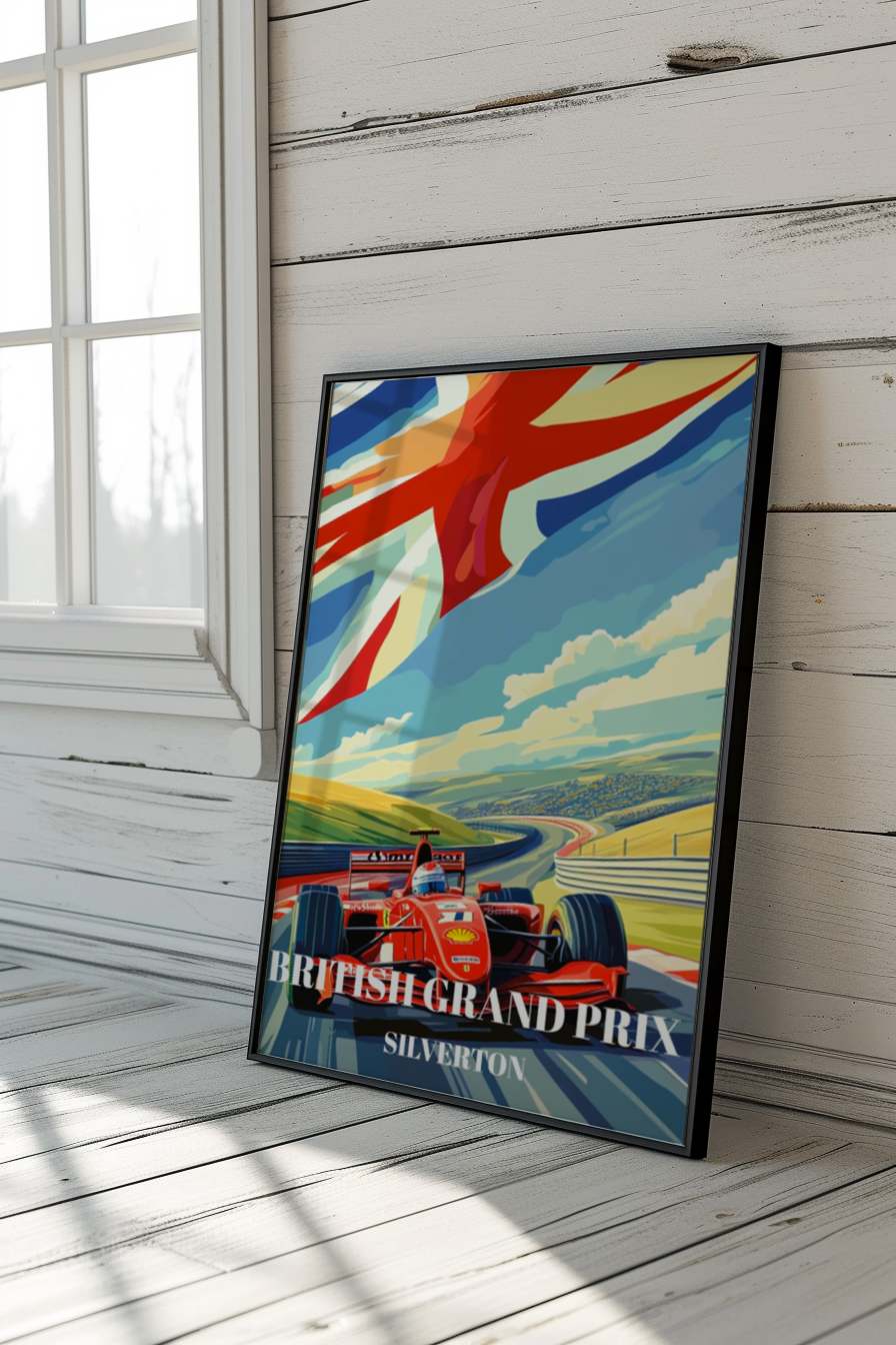 British Grand Prix Silverstone Travel Poster, F1 Racing Art, Motorsport Wall Print