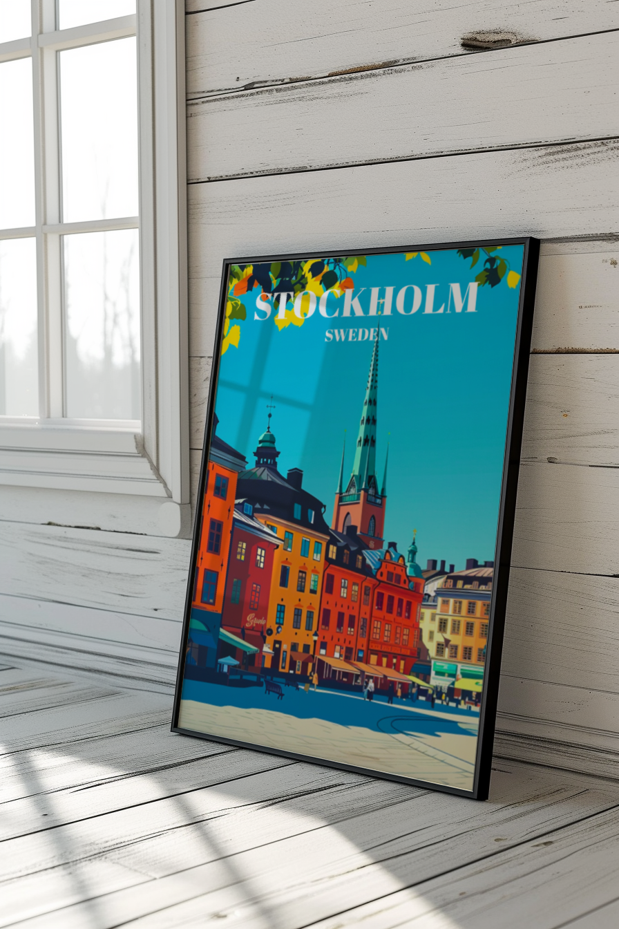 Travel Poster of Gamla Stan (Old Town) Stockholm, Sweden