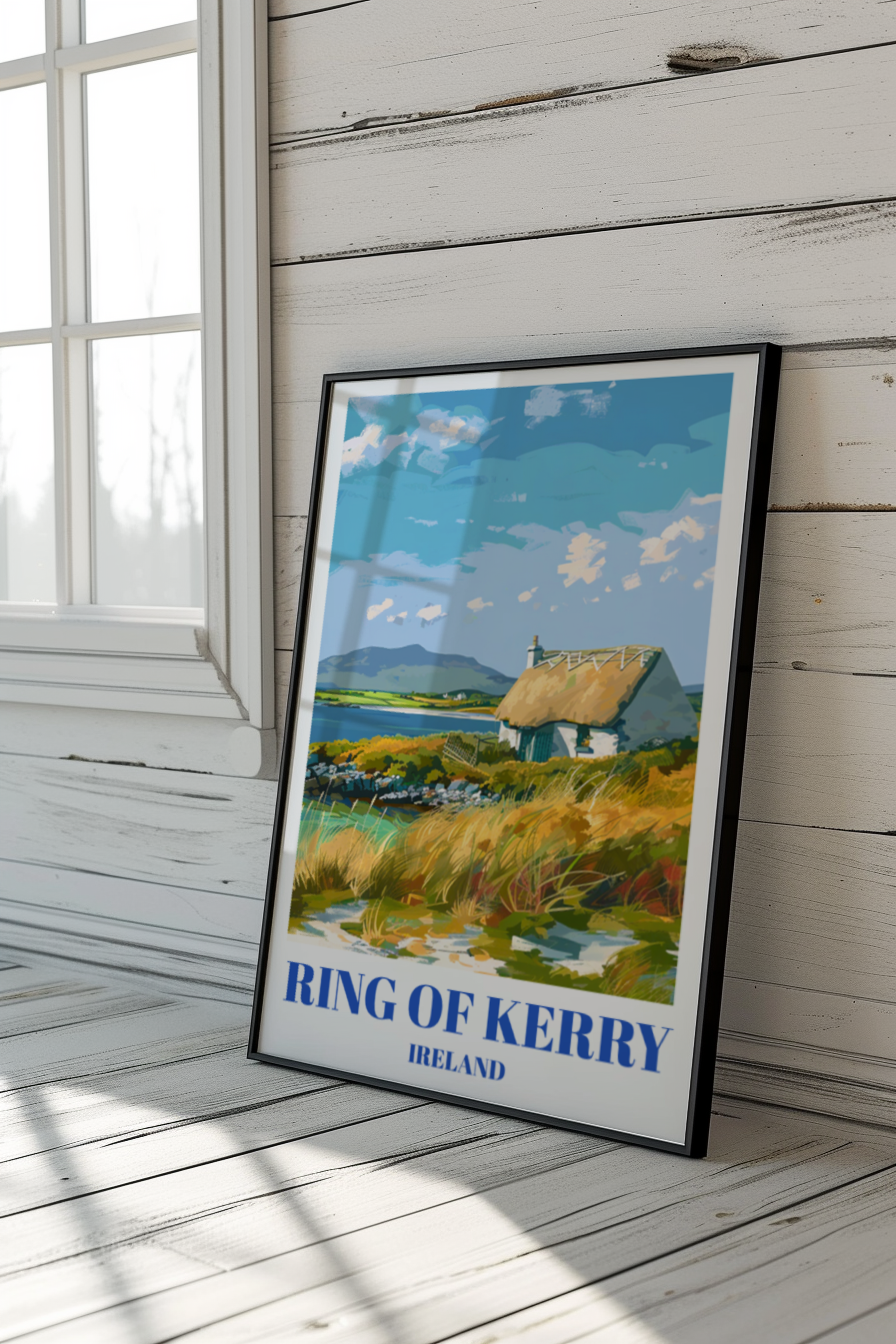 Ring of Kerry Ireland Travel Poster: Scenic Countryside Landscape Art Print