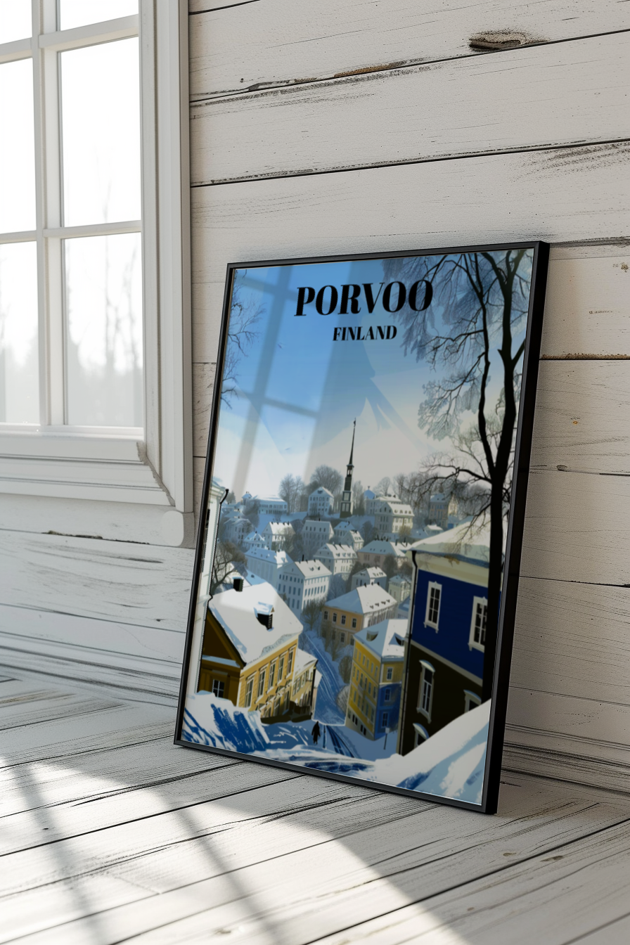 Porvoo, Finland, Charming Travel Poster Featuring Old Town