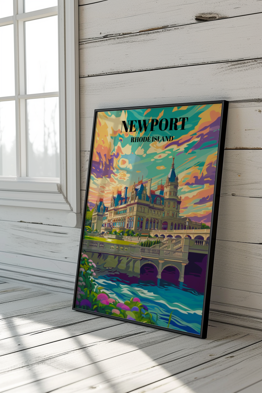 The Breakers, Newport Rhode Island Travel Poster, Gilded Age Mansion