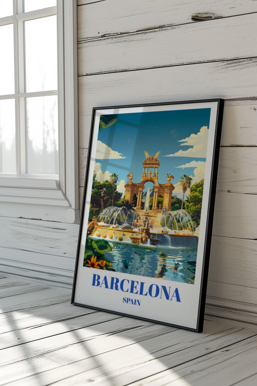 Stunning Parc de la Ciutadella Travel Poster - Barcelona Spain City Park Print Wall Art