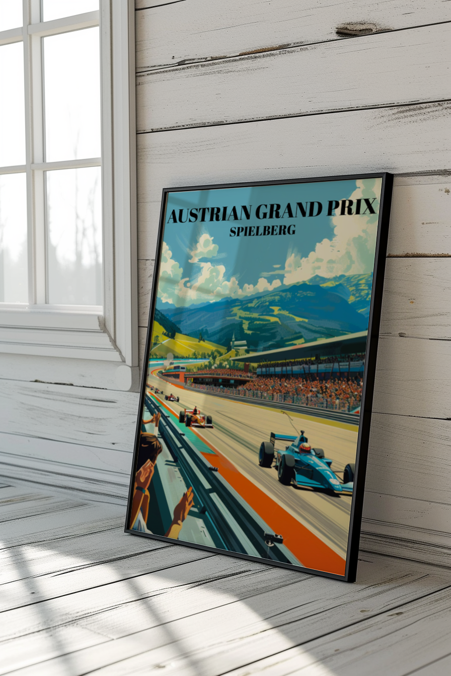 Austrian Grand Prix Spielberg Travel Poster, F1 Racing Circuit Illustration