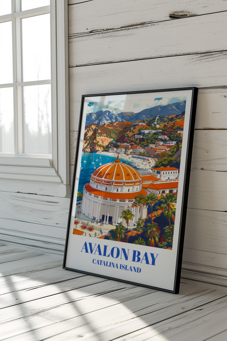 Stunning Avalon Bay, Catalina Island Travel Poster, Art Print of Catalina Island