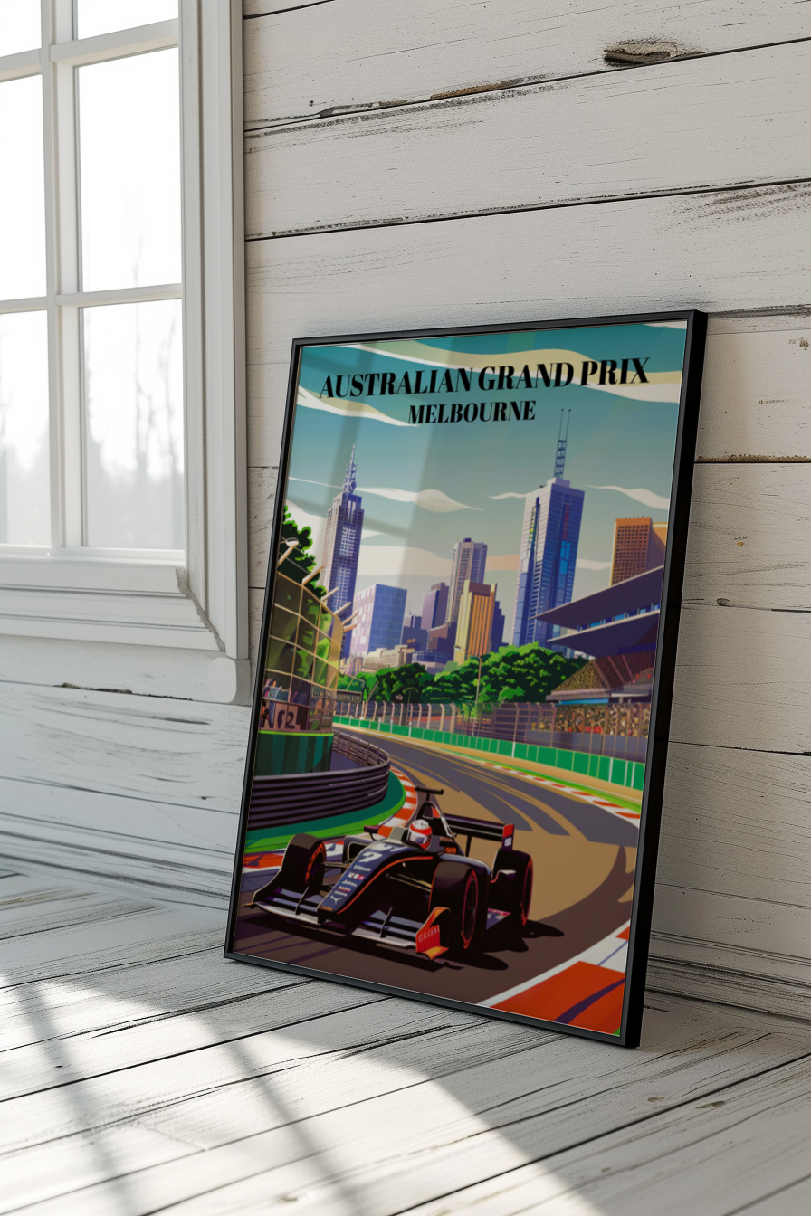 Australian Grand Prix Melbourne Circuit Travel Poster, Formula 1 Racing Wall Art