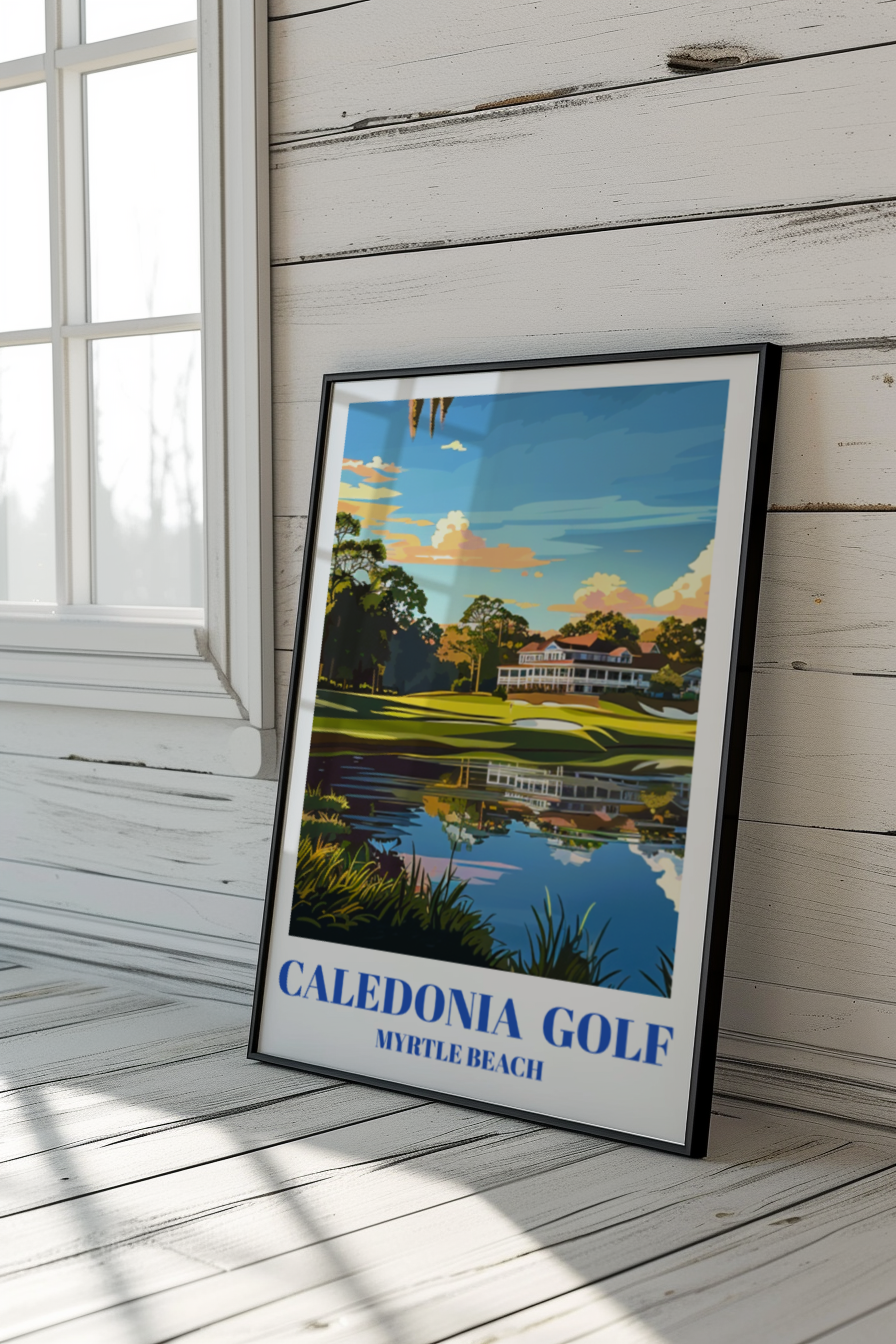 Myrtle Beach South Carolina Golf Course Travel Poster, Coastal Wall Art Decor Print