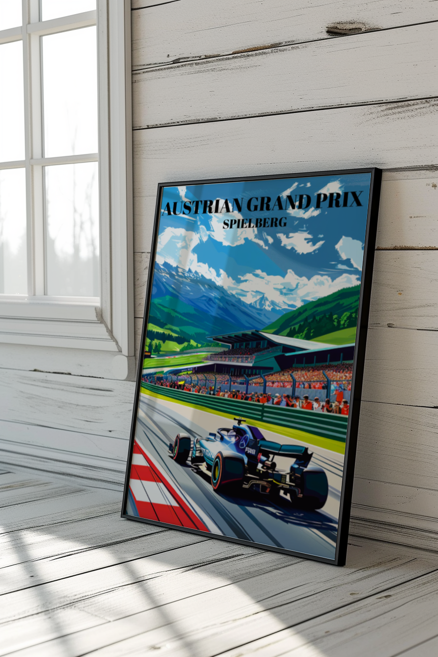 Austrian Grand Prix Spielberg Travel Poster, Formula 1 Racing Circuit Art Print