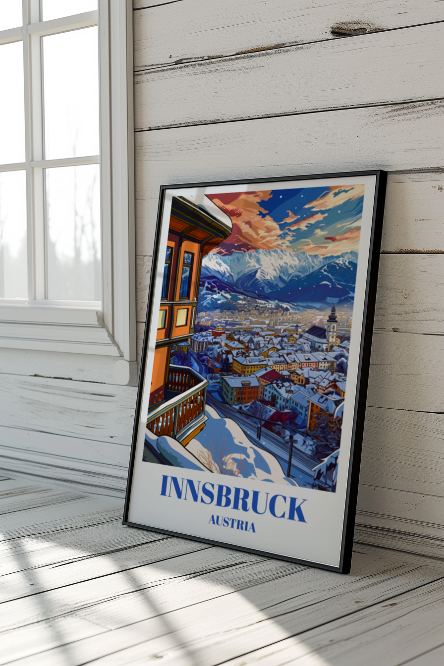 Travel Poster of Innsbruck, Austria - Alpine Charm, Old Town Architecture