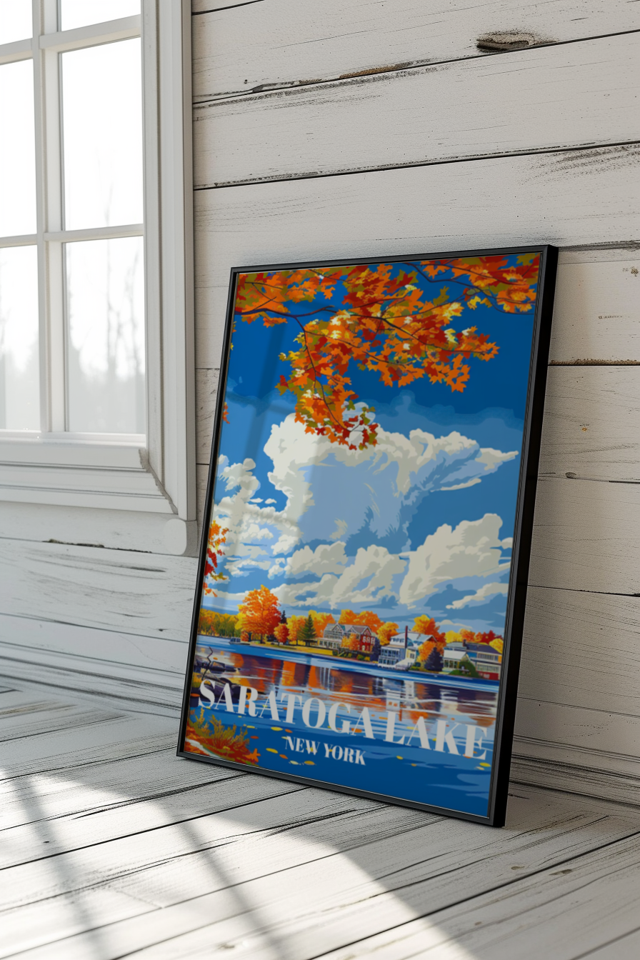 Scenic Saratoga Lake Travel Poster Print, Wall Art Decor for Home or Office