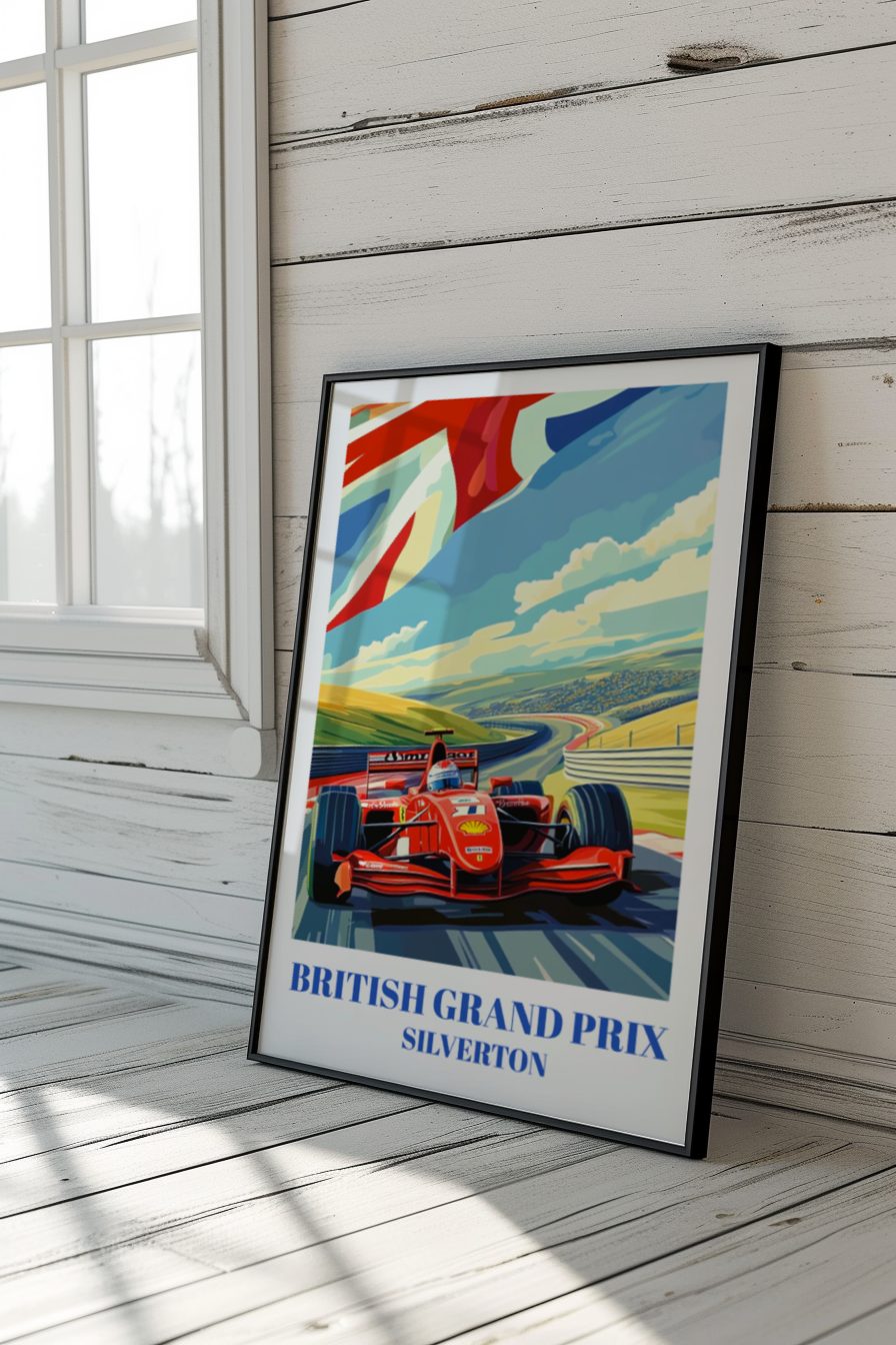 British Grand Prix Silverstone Travel Poster, F1 Racing Art Print