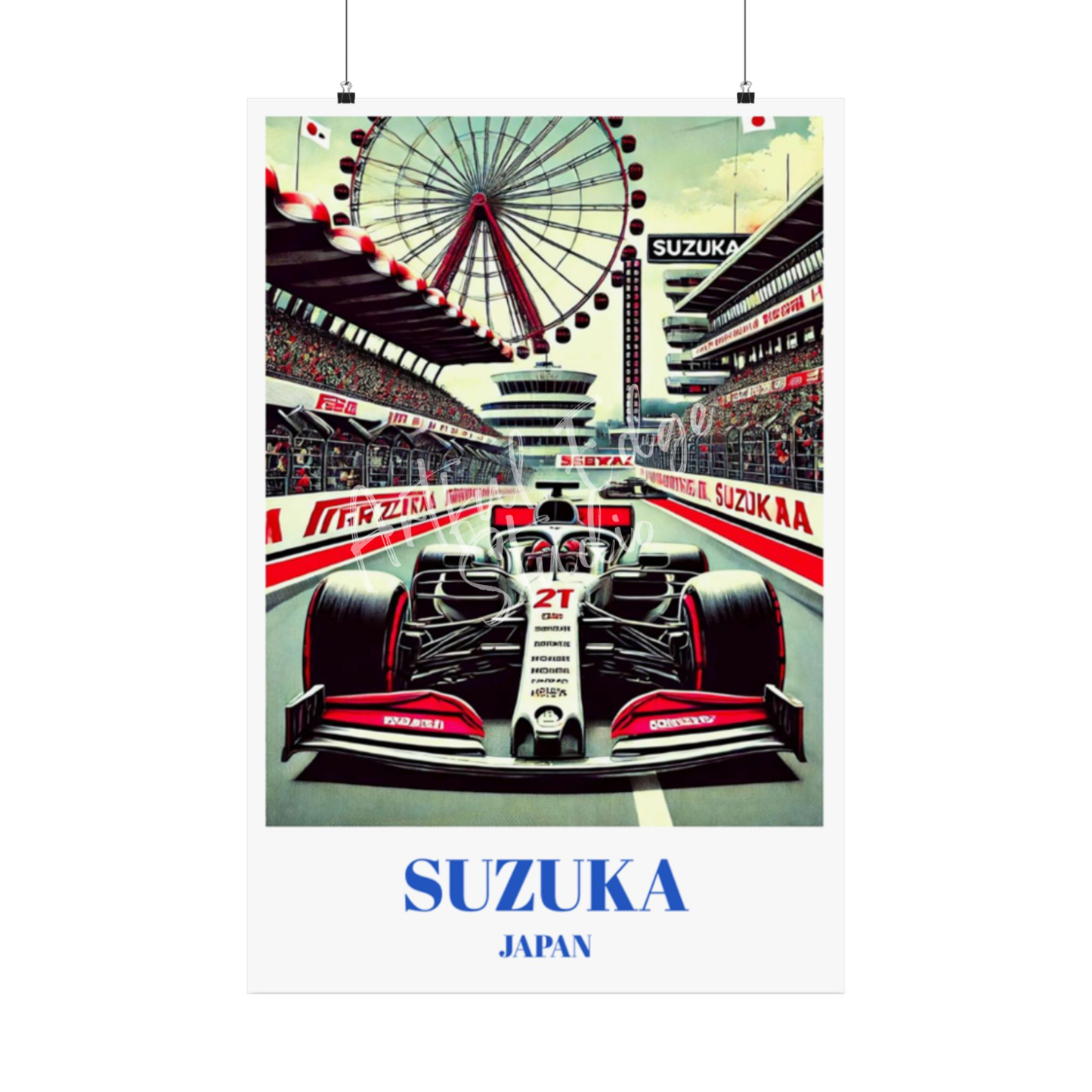 Japanese Grand Prix Travel Poster, Suzuka Circuit F1 Wall Art, Racing Decor
