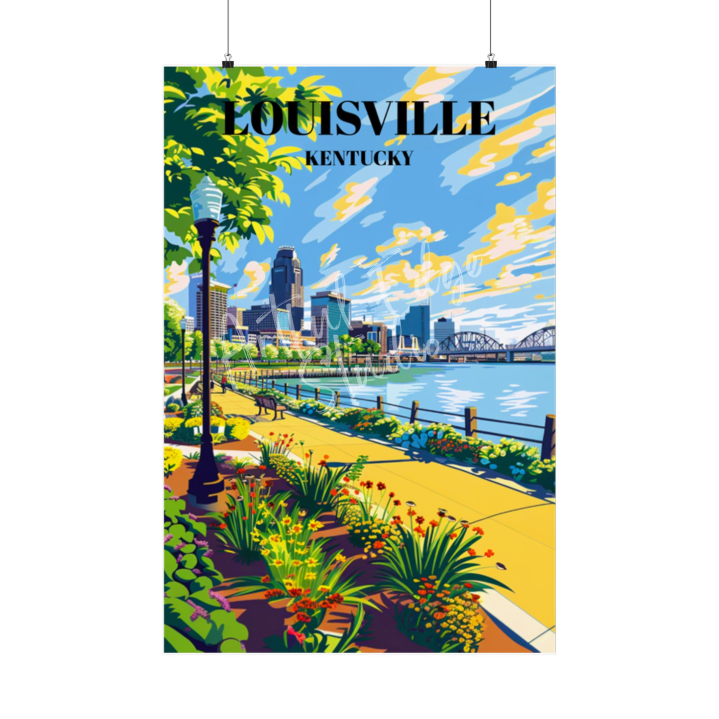 Serene Waterfront Park Louisville Kentucky Travel Poster