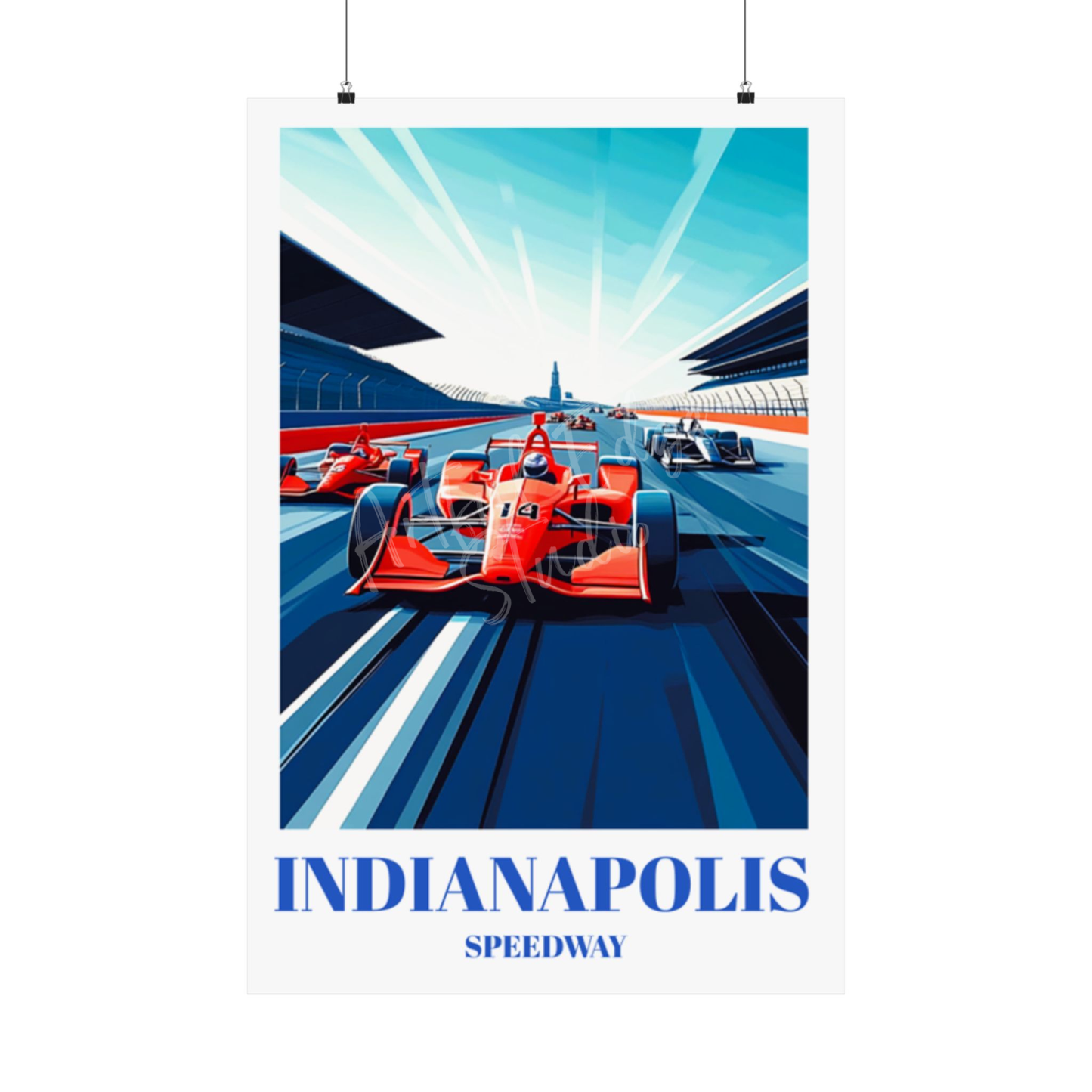 Indianapolis 500 Raceway Travel Poster, Indy Race Track Wall Art