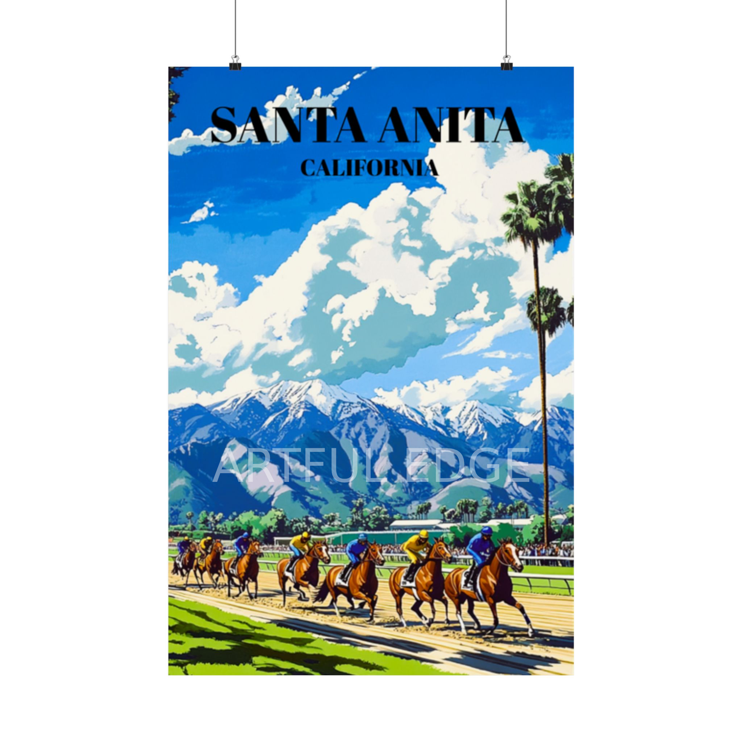 Santa Anita Park Travel Poster - Equestrian Horse Racing Art Print
