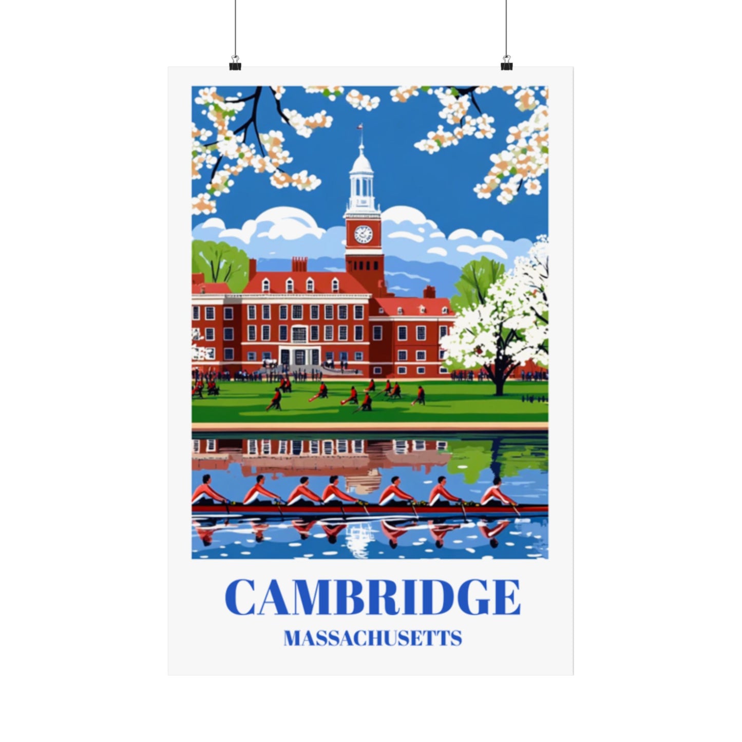 Cambridge Massachusetts Travel Poster, Historic Harvard Square Artwork