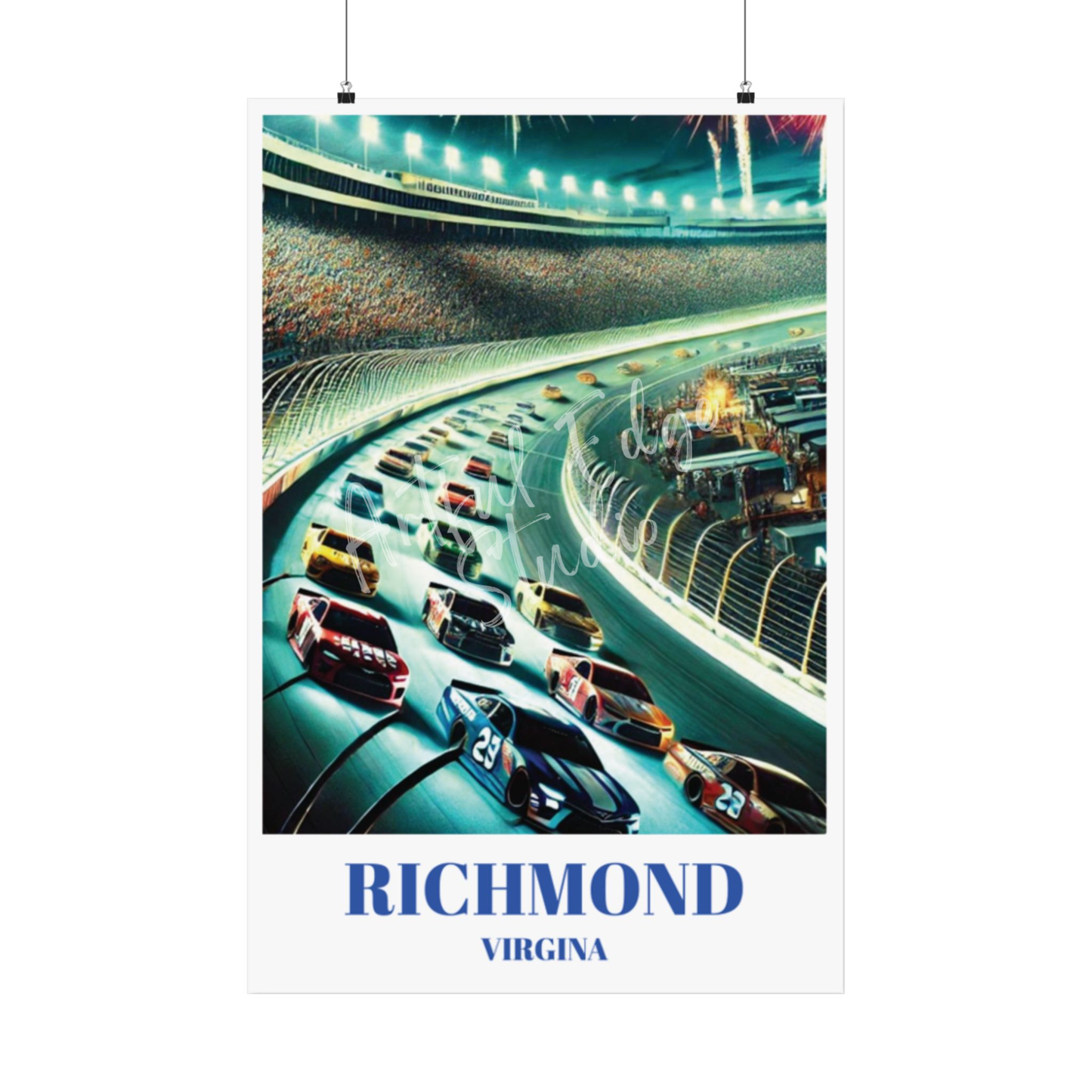 Richmond, Virginia Raceway Travel Poster, Stock Car Race Print