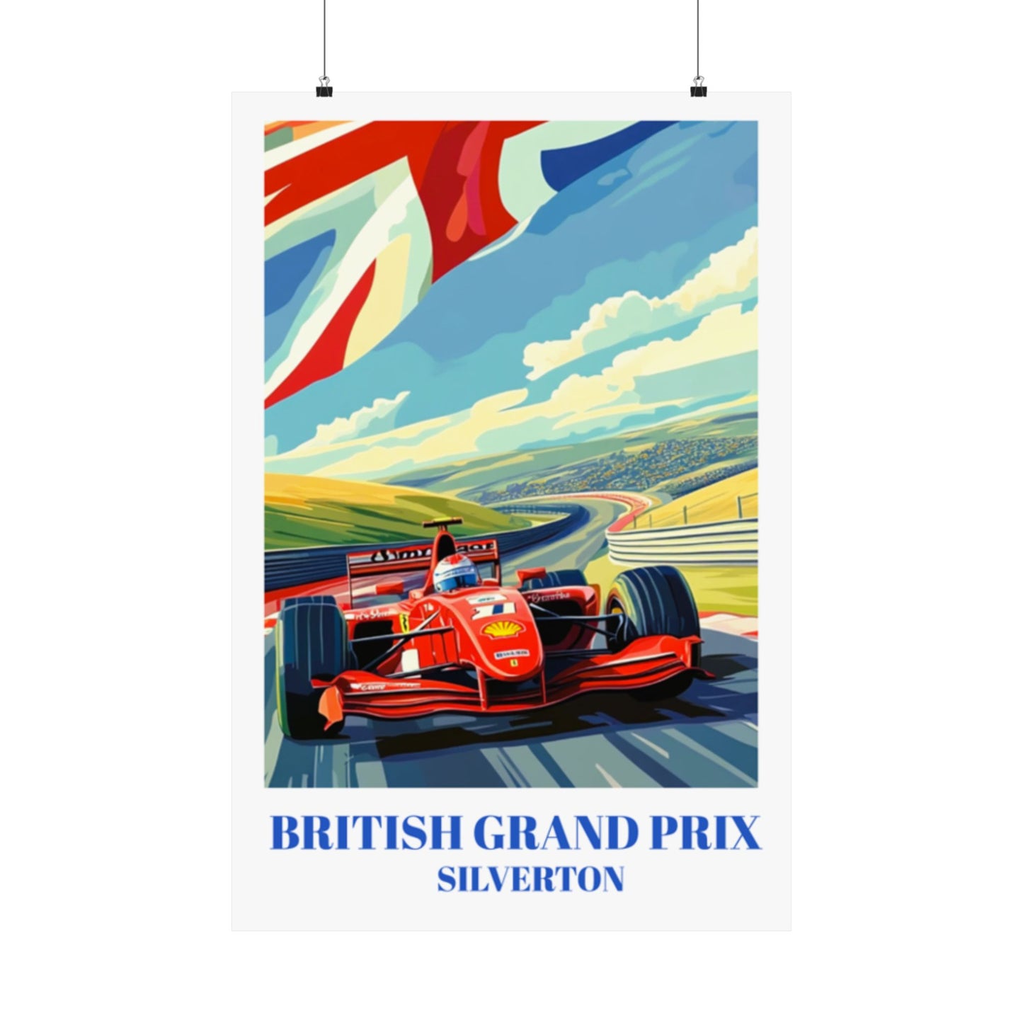 British Grand Prix Silverstone Travel Poster, F1 Racing Art Print