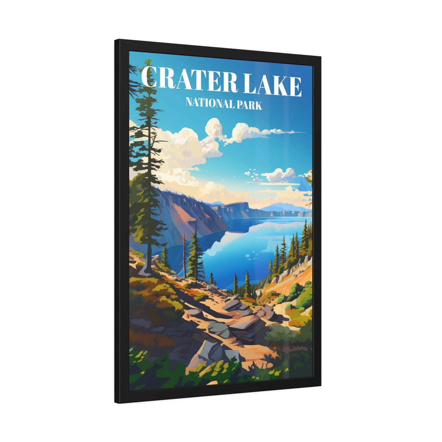 Crater Lake National Park Travel Poster: Scenic Landscape Art Print
